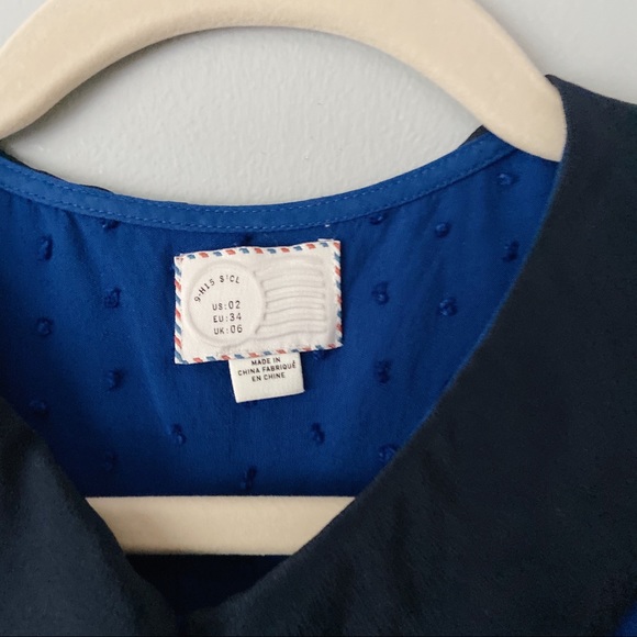 Anthropologie Postmark Louisa Blue Swiss Dot Top 2 - Picture 3 of 6